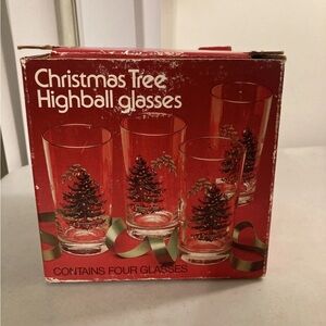 Christmas Tree Highball Drinking Glasses Set by Indiana Glass Co